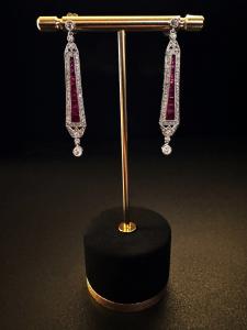 Orecchini  in  Platino  con  Rubini  e  Diamanti   